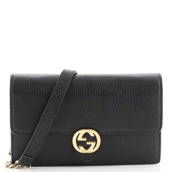 Gucci Bags Gucci Interlocking Wallet On Chain Outlet Leather Black